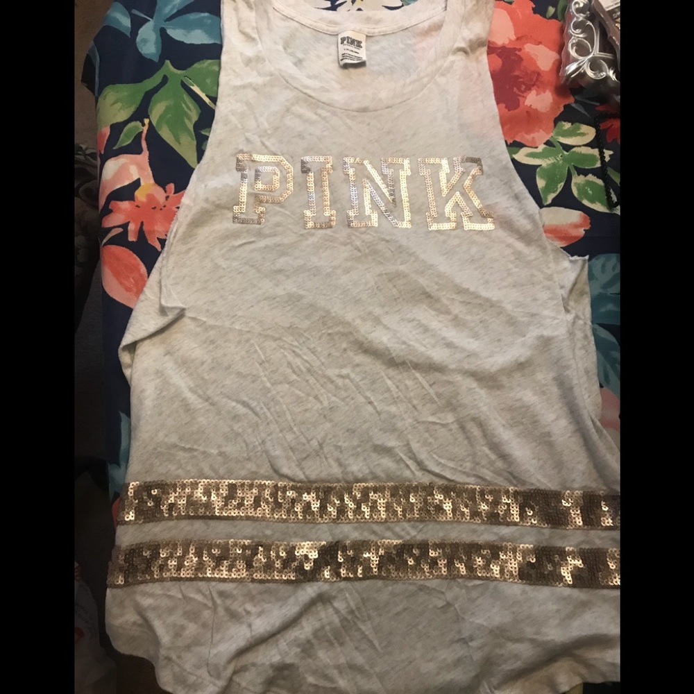 Pink Victoria secret sequined tank large